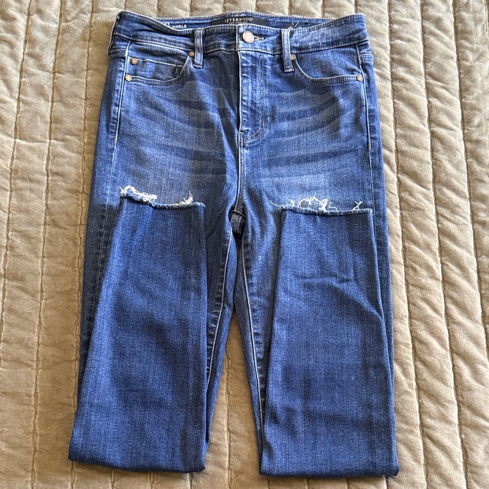 Liverpool High-Rise Ankle Raw Hem Skinny Jeans